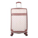 Steve Madden Designer Luggage Collection - 3 Piece Softside Expandable Lightweight Spinner Suitcase Set - Travel Set includes 20 Inch Carry on, 24 Inch & 28-Inch Checked Suitcases (Chalet Pink)