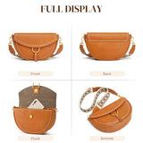 S-ZONE Crossbody Bags for Women Top Grain Leather Shoulder Bag Small Cross Body Purse with Adjustable Wide Strap Cognac