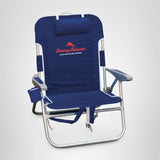 Tommy Bahama Wide Seat Big Boy 4-Position Folding 13" High Seat Backpack Beach or Camping Chair, Navy