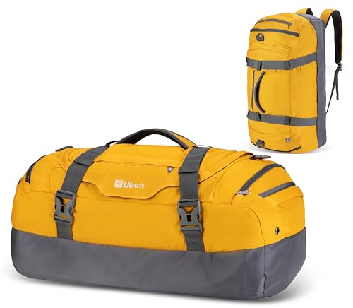 Ubon Duffel Backpack Gym Bag with Shoe Compartment Yellow 55L