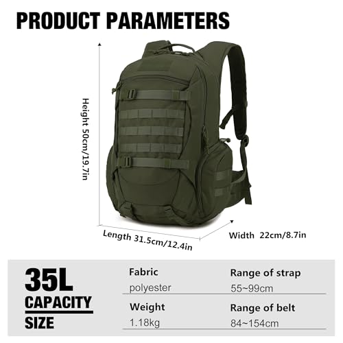 Mardingtop 35L Tactical Backpack+ 2.5L Hydration Bladder