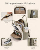 LOVEVOOK Laptop Backpack for Women with Giant Tumbler Holder Pocket, 15.6 inch Travel Work Backpack Purse for Teacher Nurse, Waterproof College Book Bag Cute Casual Daypack, Beige-Nude