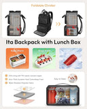 Ita Backpack with Lunch Compartment, Ita Bag Pin Display Lunchbox Back Pack with Insert, 15.6 Inch Laptop College Backpack for School, Travel Bookbag with Lunch Box for Commute Cosplay Concert, Black