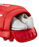 WILSON 2025 Super Tour Red Tennis Backpack - Red/White, Holds up to 2 Rackets