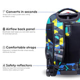 J World Sundance Laptop Rolling Backpack for Girls Boys. Roller Bookbag with Wheels, 20 Inch, Cubes