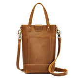 S-ZONE Small Crossbody Bags for Women Real Leather Cross Body Handbags Cell Phone Purses, Light Brown