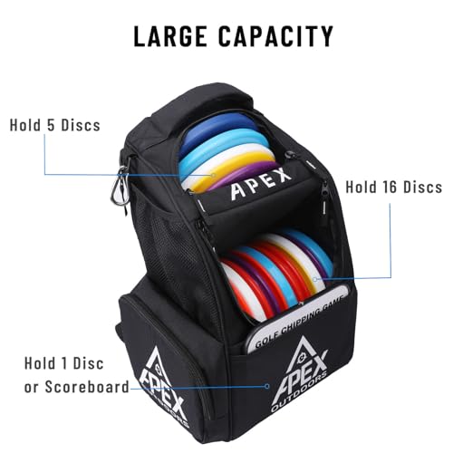 Apex Outdoors Disc Golf Bag, Large Disc Golf Backpack Holds Over 21 Discs