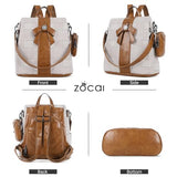 ZOCAI Backpack Purse for Women Fashion Backpack Purses PU Leather Daypacks Anti-Theft Shoulder Bag Satchel Purse(Brown)