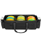 Disc Golf Storage Bag 25 X 10.2 X 10.2 Inch Large Capacity Can Hold 36+ Discs with 3 Dividers and Multi Side Pockets, Black