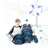 Meetbelify Boys Rolling Backpack with Wheels Kids Luggage for Elementary Students Trolley Trip Carry On Bag for Girls Boys 6-8