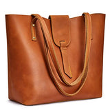 S-ZONE Genuine Leather Tote Bag for Women with Purse Organizer Large Shoulder Handbags Work