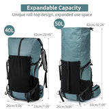 Hiking Backpack,40L to 50L Extra Large Capacity Hiking Bag,Internal Frame Camping Backpack,Upgraded X-PAC Lightweight Sport Daypack Travel Backpack Fit For Mountain Climbing Camping(Grey Green)