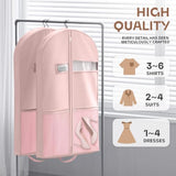Lazebox 43" Travel Garment Bag with Accessories Zipper Pocket, Heavy Duty Suit Bag for Suits, Tuxedos, Dresses, Coats, Pink, 1 pack