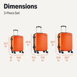 Amazon Basics 3-Piece Hardshell Spinner Luggage Set (21", 26", 30"), Expandable, Scratch-Resistant Surface, Four Multi-directional Wheels, Orange