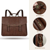 MOSISO 3 in 1 Laptop Bag Laptop Backpack, 15.6 inch Vintage PU Leather Briefcase Messenger Bags with Laptop Compartment, 15-16 inch Laptop Shoulder Bag Casual Handbag for College Work Business, Brown
