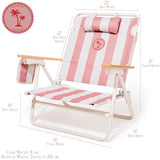 Business & Pleasure Co. Margaritaville Manana Backpack Beach Chair Lay Flat Reclining, Lightweight & Portable, Insulated Cooler Pocket, Strawberry Daiquiri Stripe