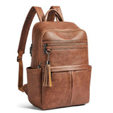 Mroede Leather Laptop Backpack for Women, 15.6" Causal Daypack Backpacks Purse Computer Backpack with Laptop Compartment for Travel Work College Business, Brown