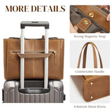 S-ZONE Genuine Leather Tote Bag for Women Work Large Shoulder Handbag with Zipper Compartment for Travel Professional (light brown)