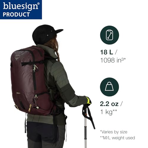 Osprey Firn 18L Ski and Snowboard Backpack, Elderberry Purple/Peppermint Green, Medium/Large
