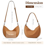 S-ZONE Leather Shoulder Bags for Women Soft Crossbody Bags Classic Crescent Purse Handbags with 2 Shoulder Straps