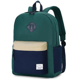 VASCHY Lightweight Backpack for School, Water Resistant Classic Bookbag with Side Pockets for Boys,Kids,Teens Green Blue