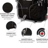 J World Lunar Rolling Backpack. Laptop Bag With Wheels. Wheeled Carry-On Travel Luggage, Black, 19.5 x 13 x 8 Inches