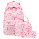 CAMTOP Backpack for School Kids Cute Backpacks for Girls Elementary Lighweight Bookbag with Lunch Box Pencil Case 3 in 1 (Pink Bow Heart)