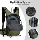 Outplea 15L Cycling Backpack with Helmet Buckle for Men Women, Small Waterproof Lightweight Bike Hiking Backpack with Chest Strap for MTB Biking Climbing, Green