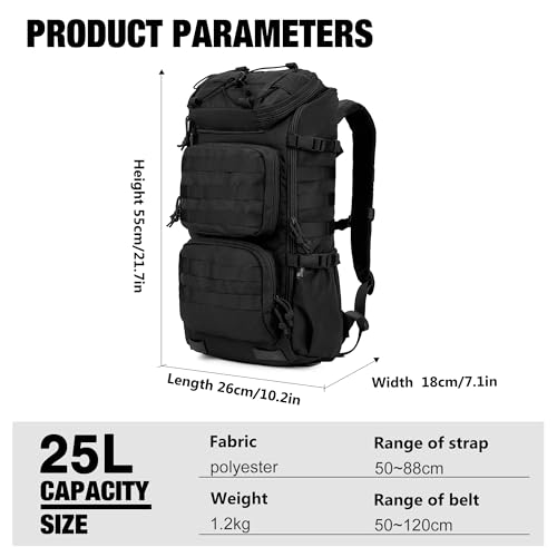 Mardingtop 25L Tactical Molle Backpack + Molle Admin Tactical Utility Pouch
