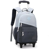 Mfikaryi Rolling Backpack, Wheeled Backpack for Boys & Kids, 20L Capacity, Grey, Adjustable, Water Resistant