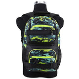 Eastsport Travel Skateboard Backpack Double Strap Laptop Bag Multi-Sport Design for Men and Women, Neon Yellow Blue Static Camo Black