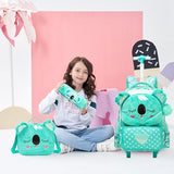 Meetbelify Kids Rolling Backpack with Wheels for Girls Cute koala School Roller Backpack,Carry on Travel Luggage with Lunch Bag and Pencil Case for Girls Ages 5-12