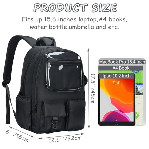Ocbabe Kids Backpack for Girls Bookbag College Middle High School Bag for Student Black Plain Ita Bag