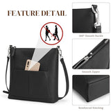 S-ZONE Leather Crossbody Bags for Women RFID Blocking Travel Purse Designer Shoulder Handbags Adjustable Strap