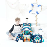 Meetbelify Kids Rolling Backpack with Wheels for Boys Elementary Students Kids Travel Luggage Carry on School Backpack for Boys Ages 6-8