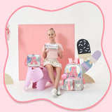 Meetbelify Backpack for Girls Backpack with Lunch Box Pencil Case for Elementary Student Kids School Bag for Girls Ages 6-8 Years Old Pink A