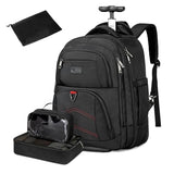 Vessgra Backpack for Men 45L Rolling Backpack, 17.3 Inch Travel Backpack, 4-Wheel Spinner Design Laptop Backpack for Men Work Business,Black (1Pc Black Backpack with 3 Packing Cubes)