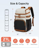 TOURIT Insulated Cooler Backpack 30 Cans, Leakproof Double Deck Lunch Cooler Bag, Lightweight Waterproof Backpack Cooler for Men Women, Beach Camping Picnic Hiking Travel, Kazhi Brown