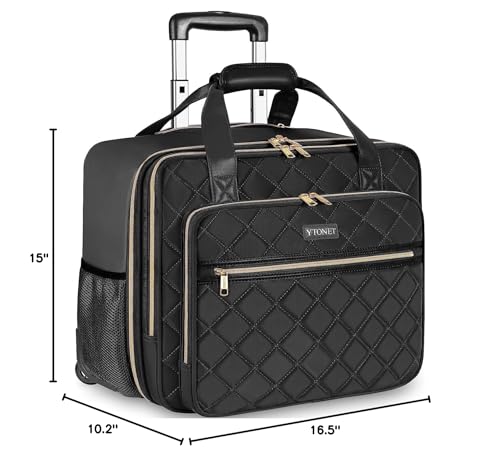 Ytonet Rolling Laptop Bag Women, Rolling Briefcase for Women, 17.3 Inch Laptop Bag with Wheels Rolling Computer Bag Laptop Case for Work Travel College Business Wife Mom Teacher, Black