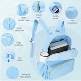 Cunno 1 Piece Nylon Backpack Kids School Backpack for Toddler Girls Boys Plain Waterproof Preppy Bookbags Travel for Student (Blue)