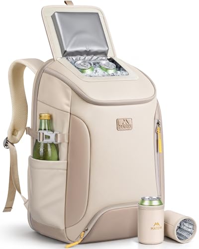 MATEIN HER Cooler Backpack for Women with Hook-and-Loop Top Lid, Leakproof Backpack Cooler 30 Cans with Insulated Can Sleeves, Waterproof Soft Lunch Bag for Beach Picnic Camping Travel Fits 17" Laptop