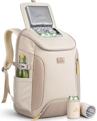 MATEIN HER Cooler Backpack for Women with Hook-and-Loop Top Lid, Leakproof Backpack Cooler 30 Cans with Insulated Can Sleeves, Waterproof Soft Lunch Bag for Beach Picnic Camping Travel Fits 17" Laptop