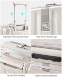 Hanke 20 Inch Expandable Carry On Luggage Airline Approved Top Opening Hard Shell Suitcases with Wheels Lightweight Travel Luggage Carry On Suitcase for Woman Men-Ivory White