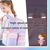 Kids Backpack for Girls Girls Backpack Rainbow School Bag for Elementary Primary School With Pen Bag -16inch Purple