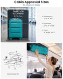 Kono 20 Inch Expandable Carry on Luggage, Airline Approved Suitcase, Blue