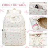 LEDAOU Backpack for Girls Kids Backpack with Lunch Box Preschool Kindergarten Elementary BookBag Primary School Bag Set (Pink bow)