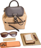 Cole Haan Women's Backpack - Alexandria Small Flap Backpack, Raffia/Chocolate
