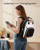 LOVEVOOK Laptop Backpack Women with USB Port Design,15.6 inch Waterproof Work Travel Backpack Computer Laptop Bag,Cute College Nurse Teacher Backpack Purse,Gifts for Women & Men,Beige-Black-Brown