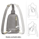 S-ZONE Leather Sling Bag for Women Men RFID Blocking Small Crossbody Sling Backpack Purses Chest Bags Travel Cycling Hiking