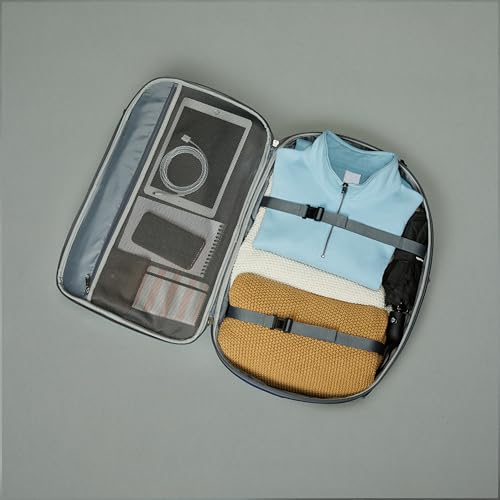 Amazon Basics Travel Backpack, Carry-On with Laptop Compartment, 40L Expandable Storage, Dual Use Backpack & Shoulder Bag with Multiple Compartments and Pockets, 15.8"W x 21.5"H x 8.3"D, Navy